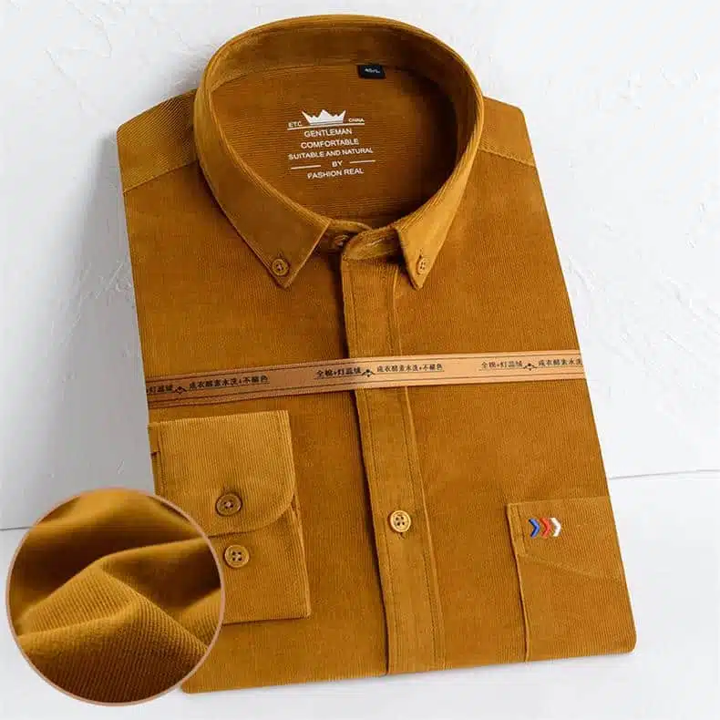 S~ 5xl 100% Cotton Corduroy Shirt men casual shirts Soft leisure solid regular fit long sleeved Man's Shirt Oversized Clothes