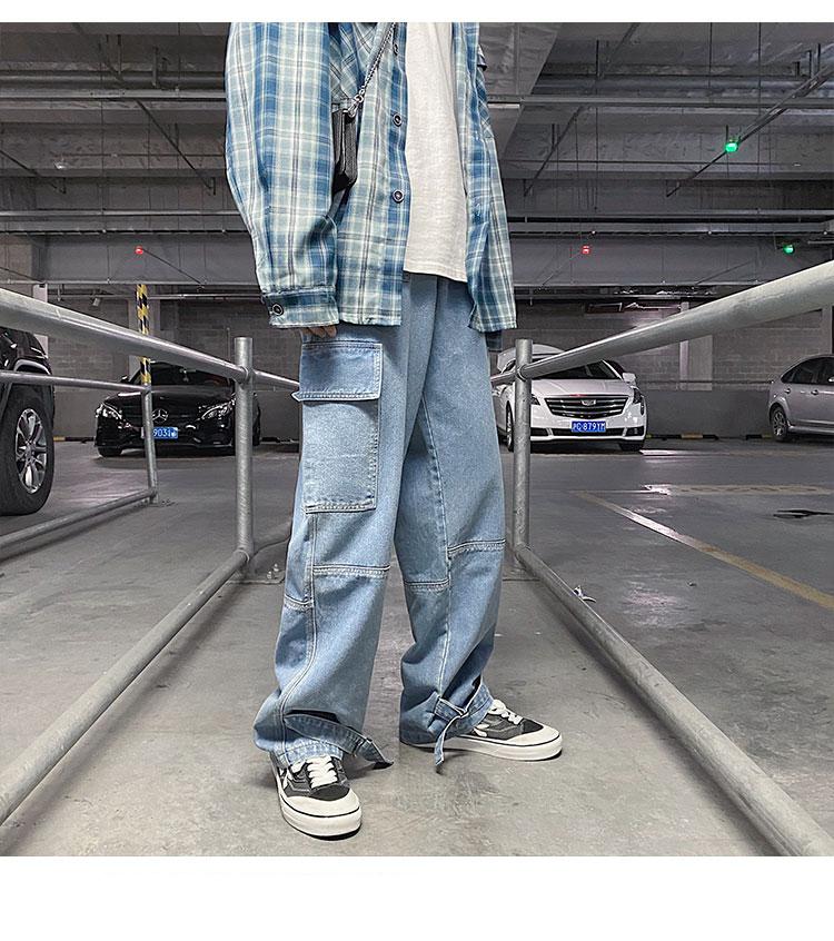 Men Jeans Wide Leg Denim Cargo Pant Loose Straight Baggy Men's Jean asthetic Streetwear Skateboard Pant Hip Hop Neutral Trousers