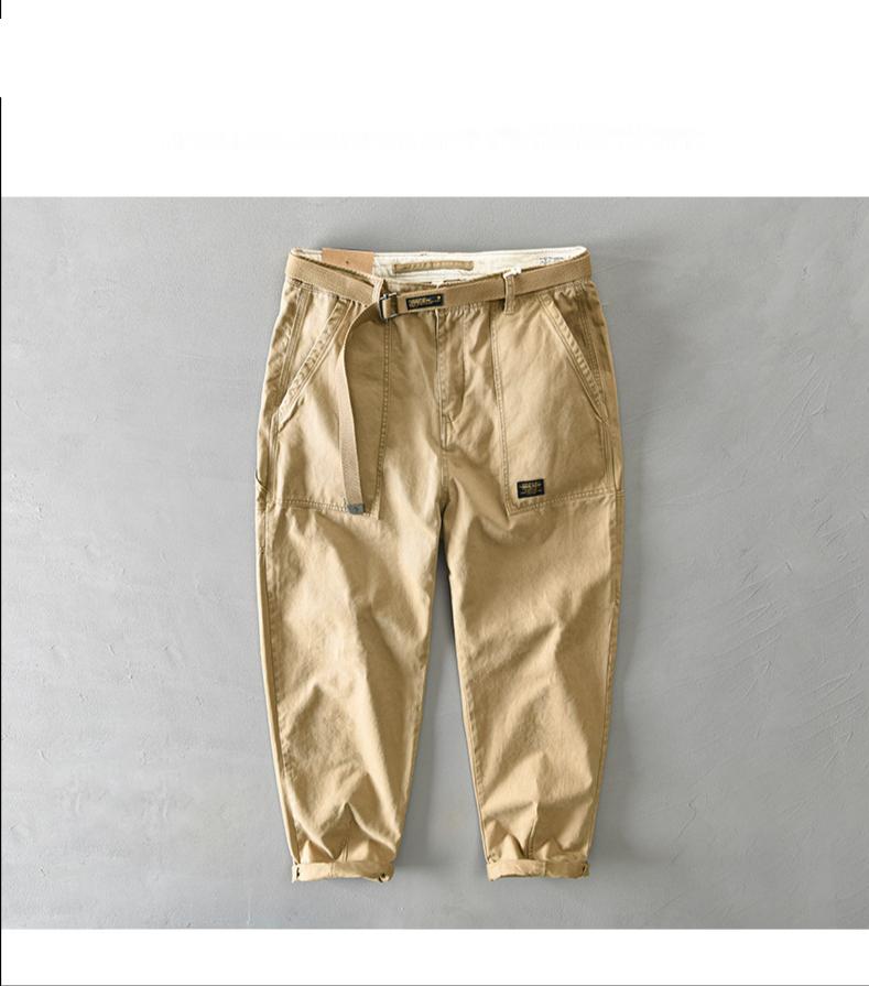 2021 Autumn Winter New Pure Cotton Men Cargo Pants Korean Style Male Casual Loose Belt Mid Waist Slim Fit Pencil Trouser GA-Z329